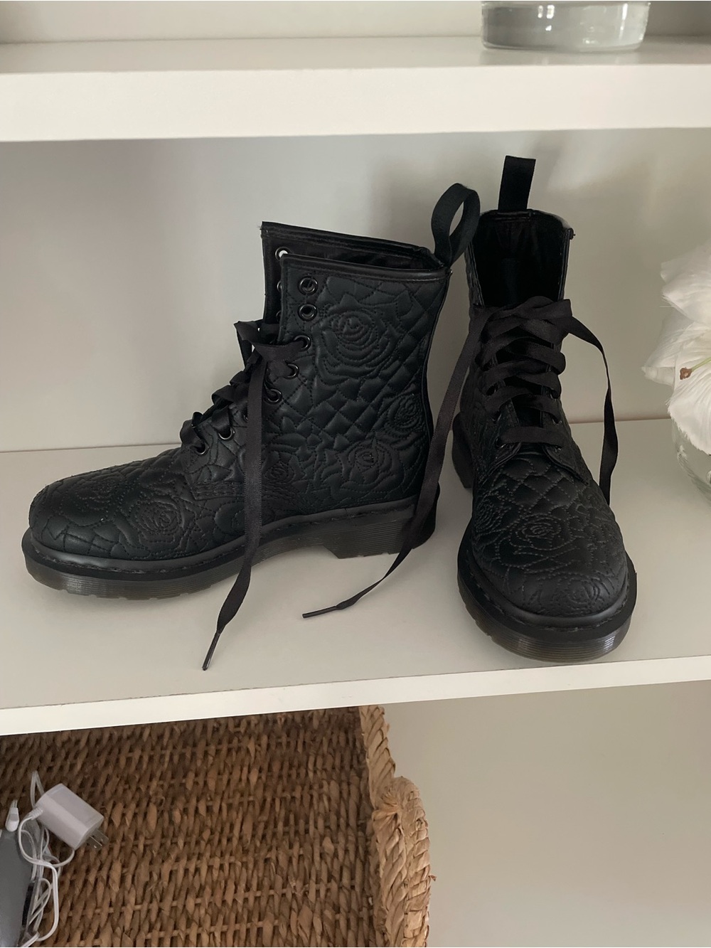 Dr. Martens rose quilted leather boots